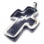 Cool Man Titanium Cross Steel Pendant-Free Chain and Box 17495