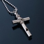 Man Cross Whistle necklace Gift -New--FREE CHAIN