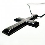 Man Black Cross Bible Pure Titanium necklace Gift -New-