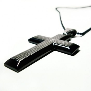 Man Black Cross Bible Pure Titanium Pendant Gift -New- 19315