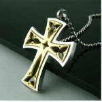 Noble Man Gold Cross titanium steel necklace -New-