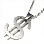 Cool Man Dollar Symbol Pure Titanium Pendant Free Chain 07568