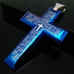 Man Blue Cross Titanium Steel necklace Gift -New-