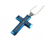 Man Blue Cross Pure Titanium necklace Gift -New-