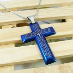 Man Blue Cross Pure Titanium necklace Gift -New-
