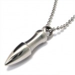Man Solid Bullet Titanium Steel necklace -New- (free box)
