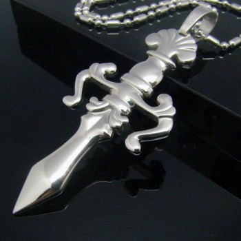 Cool Man Shining Sword Cross Pure Titanium Pendant