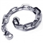 Men's Boy's Silver Pure Titanium Charm Links Bracelet