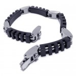 Men's Boy's Black Silver Pure Titanium Charm Bracelet