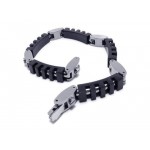 Men's Boy's Black Silver Pure Titanium Charm Bracelet