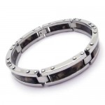 Mens Black Pure Titanium Rubber Charm Bracelet Bangle