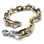 Mens Boys Golden Silver Pure Titanium Charm Bracelet