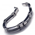 Men's Boy's Silver Black Pure Titanium Charm Bracelet 17641 