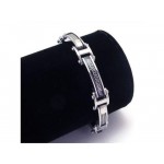 Men's Boy's Silver Black Pure Titanium Charm Bracelet 