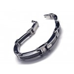 Men's Boy's Silver Black Pure Titanium Charm Bracelet 