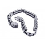 Men's Boy's Silver Pure Titanium Chain Charm Bracelet