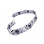 Mens Boy Silver Black Pure Titanium Magnetic Bracelet