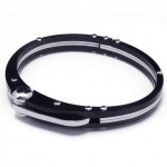 Mens Black Silver Charm Pure Titanium Bracelet Bangle