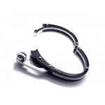 Mens Black Silver Charm Pure Titanium Bracelet Bangle