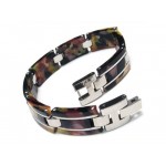 Men's Boys Pure Titanium Rubber Bracelet Charm Bangle