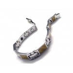 Men's Golden & Silver Pure Titanium Magnetic Bracelet