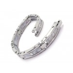 Men White Silver Pure Titanium Bracelet Rubber Bangle