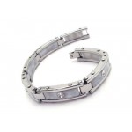 Men White Silver Pure Titanium Bracelet Rubber Bangle