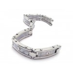 Men White Silver Pure Titanium Bracelet Rubber Bangle