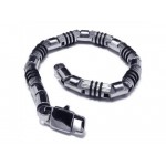 Men's Silver Black 316L Pure Titanium Bracelet Bangle