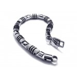 Men's Silver Black 316L Pure Titanium Bracelet Bangle