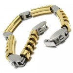 Mens Boys Golden Silver Charm Pure Titanium Bracelet