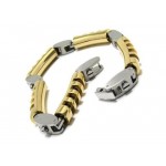 Mens Boys Golden Silver Charm Pure Titanium Bracelet