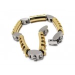 Mens Boys Golden Silver Charm Pure Titanium Bracelet