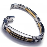 Men's Golden Silver Pure Titanium Charm Bracelet New 17640 