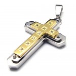 Men Golden Pure Titanium Cross Pendant Necklace Chain 15951
