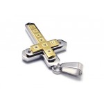 Men Golden Pure Titanium Cross Pendant Necklace Chain