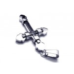 Men Black Silver Pure Titanium Cross Necklace Pendant