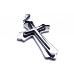 Men Black Silver Pure Titanium Cross Necklace Pendant