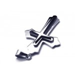 Men Black Silver Pure Titanium Cross Necklace Pendant