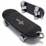 Men's Pure Titanium Skateboard Pendant Cross Necklace