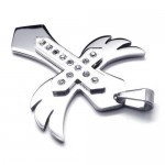 Mens Silver Pure Titanium Cross Necklace Wing Pendant