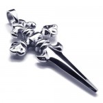 Men's Boys Pure Titanium Cross Sword Pendant Necklace