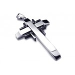 Men Black Silver Pure Titanium Cross Necklace Pendant