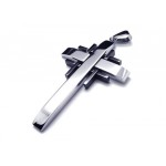 Men Black Silver Pure Titanium Cross Necklace Pendant