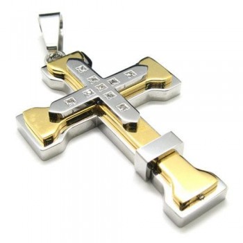 Men's Golden Pure Titanium Cross Pendant Necklace (New) 15773
