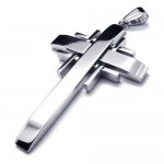 Mens Silver Pure Titanium Cross Pendant Necklace (New) 17694