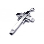 Mens Silver Pure Titanium Cross Pendant Necklace (New)