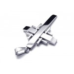 Mens Silver Pure Titanium Cross Pendant Necklace (New)