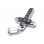 Mens Black Pure Titanium Cross Necklace Pendant Chain