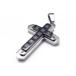 Mens Black Pure Titanium Cross Necklace Pendant Chain